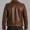 Mens Luca Brown Leather Vintage Brando Motorcycle Biker Jacket back