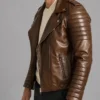 Mens Luca Vintage Brown Brando Biker Jacket