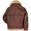 Mens Maroon RAF Aviator B3 Leather Bombardier Jacket Back