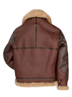 Mens Maroon RAF Aviator B3 Leather Bombardier Jacket Back