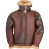 Mens Maroon RAF Aviator B3 Leather Bombardier Jacket Collar