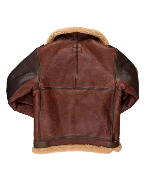 Mens Maroon RAF Aviator B3 Leather Bombardier Jacket New Back