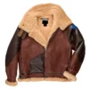 Mens Maroon RAF Aviator B3 Leather Bombardier Jacket Open