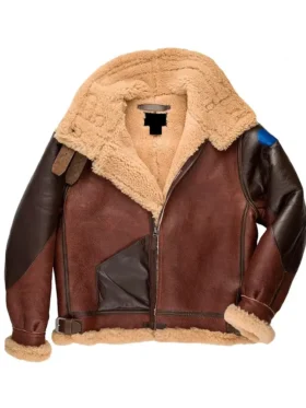 Men’s Maroon RAF Aviator B3 Leather Bombardier Jacket Open