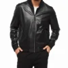Mens Simple Smoky Black Bomber Jacket Main