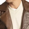 Mens Vintage Brown Brando Biker Jacket Biker Lapel