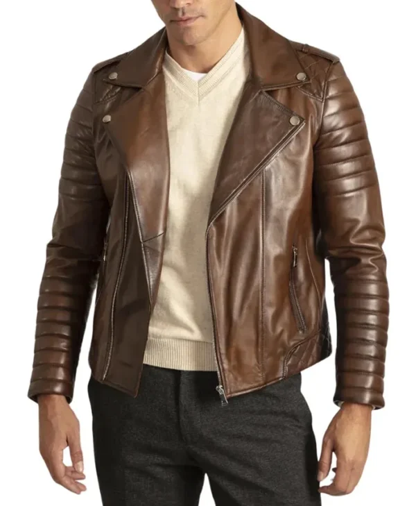 Mens Vintage Brown Brando Biker Jacket Main