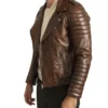 Mens Vintage Brown Brando Biker Jacket Right Side