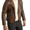 Mens Vintage Brown Brando Biker Jacket Sleeves