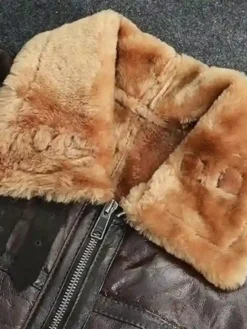 Mens and Women Brown B3 Leather Aviator Jacket With Belted For Sale