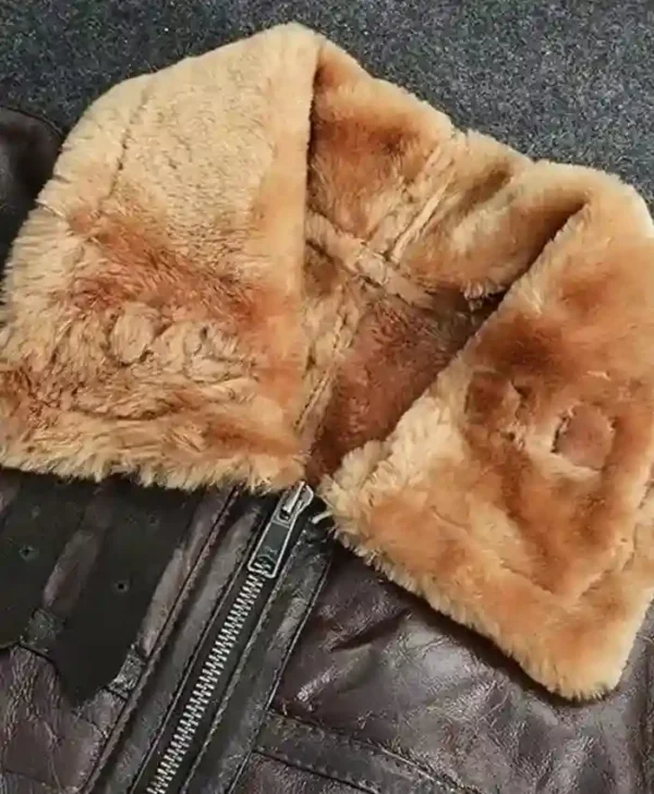 Mens and Women Brown B3 Leather Aviator Jacket With Belted For Sale