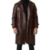 Premium Brown Leather Mens Double Breasted Coat Main