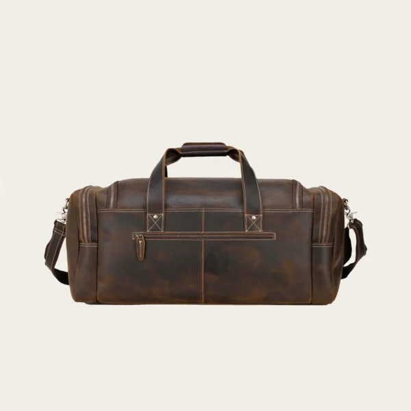 Real Leather Big Brown Duffle Bag Back