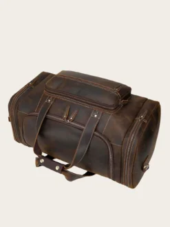 Real Leather Big Brown Duffle Bag Lean