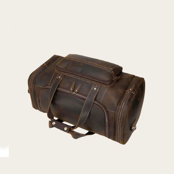 Real Leather Big Brown Duffle Bag Lean
