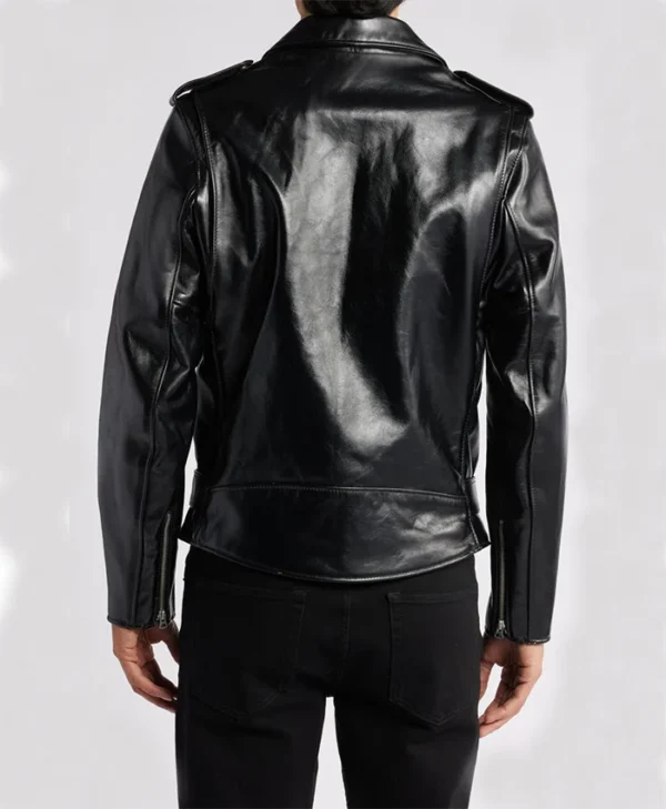 Real Leather Motorbike Moto Jacket For Men Back