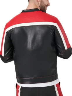 Red And Black Leather Jacket Back