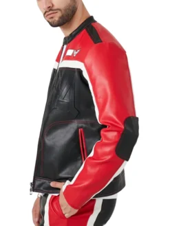 Red And Black Leather Jacket Side