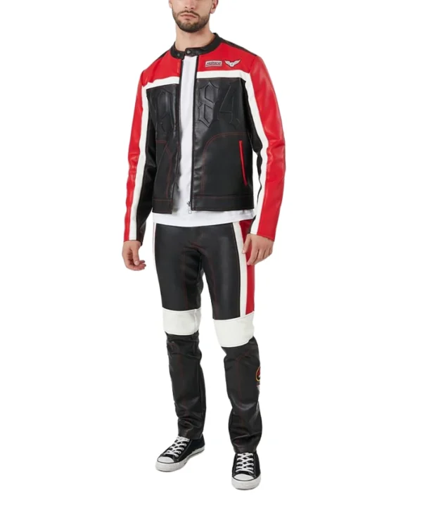 Red And Black Leather Jacket Stand