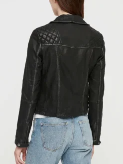 Red Sparrow Black Moto Jacket Womens Back