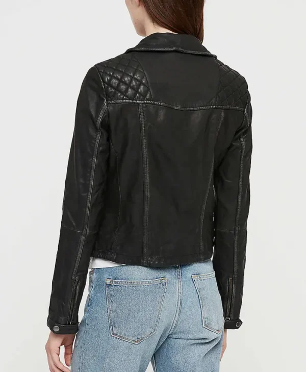 Red Sparrow Black Moto Jacket Womens Back