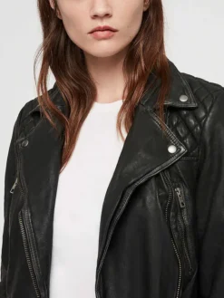 Red Sparrow Black Moto Jacket Womens Collar