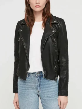 Red Sparrow Black Moto Jacket Womens Main