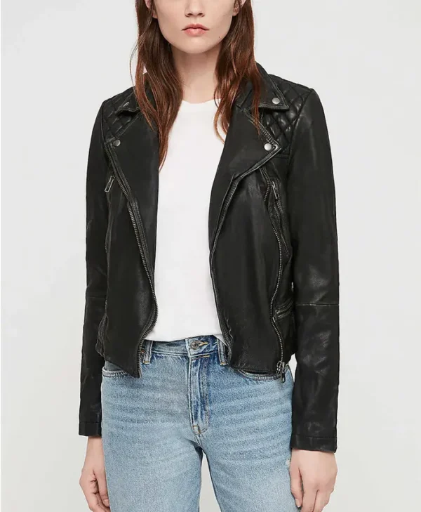 Red Sparrow Black Moto Jacket Womens Main