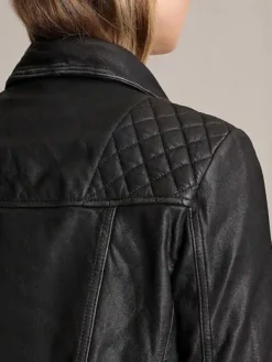 Red Sparrow Black Moto Jacket Womens Quilted