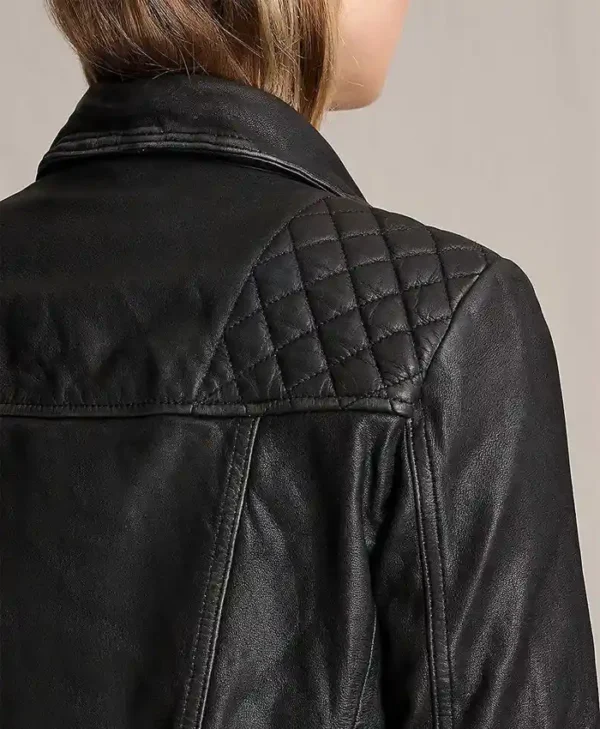 Red Sparrow Black Moto Jacket Womens Quilted