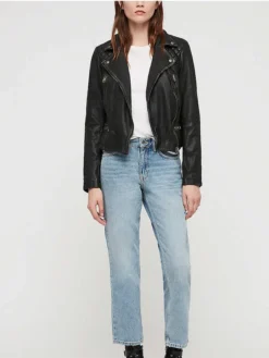Red Sparrow Black Moto Jacket Womens Stand