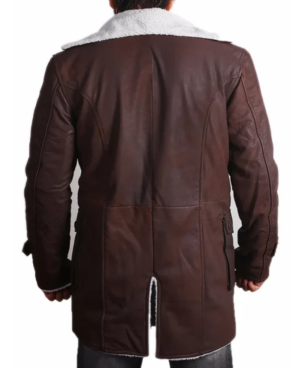 Shearling Mens Bane Brown Leather Overcoat Back