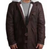 Shearling Mens Bane Brown Leather Overcoat Closure