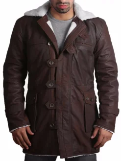 Shearling Mens Bane Brown Leather Overcoat Main