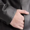 Simple Plain Leather Long Ladies Black Trench Coat Pockets