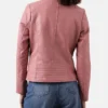 Sofia Pink Womens Racer Leather Jacket Back