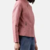 Sofia Pink Womens Racer Leather Jacket Left