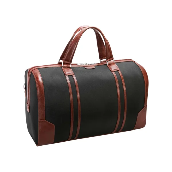 Stylish Black And Brown Mens Duffle Bag Travel Side