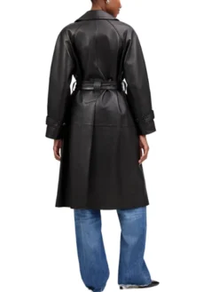 Stylish Full Length Black Trench Coat Women Back