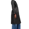 Stylish Full-Length Black Trench Coat Women Side