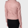 Stylish Pink Women’s Biker Leather Jacket Back