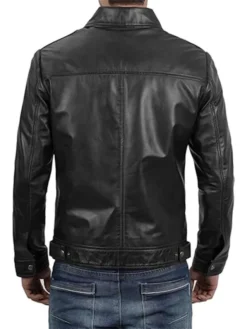 Thomas Men Black Casual Leather Jacket Back