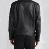 Tom Asymmetric Zip Up Black Leather Jacket Back