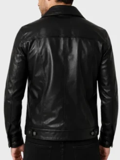 Trucker Leather Jacket Back