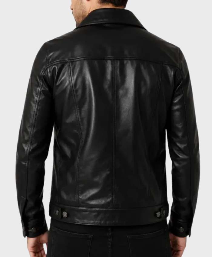 Trucker Leather Jacket Back
