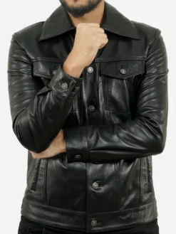 Trucker Leather Jacket Hand