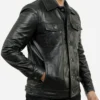 Trucker Leather Jacket Side Pockets