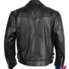 Women Biker Style Black Leather Quilted Jacket back view