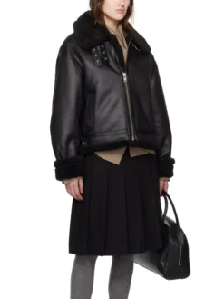 Womens B3 RAF Belted Flight Shearling Jacket Stand