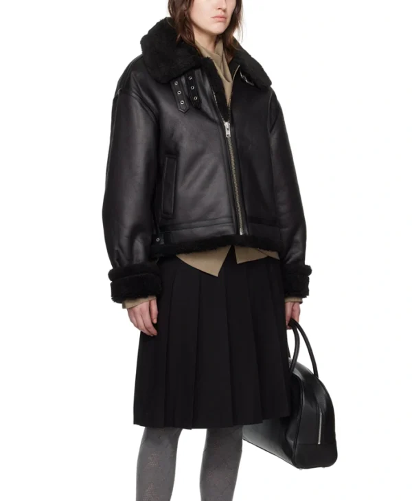 Womens B3 RAF Belted Flight Shearling Jacket Stand